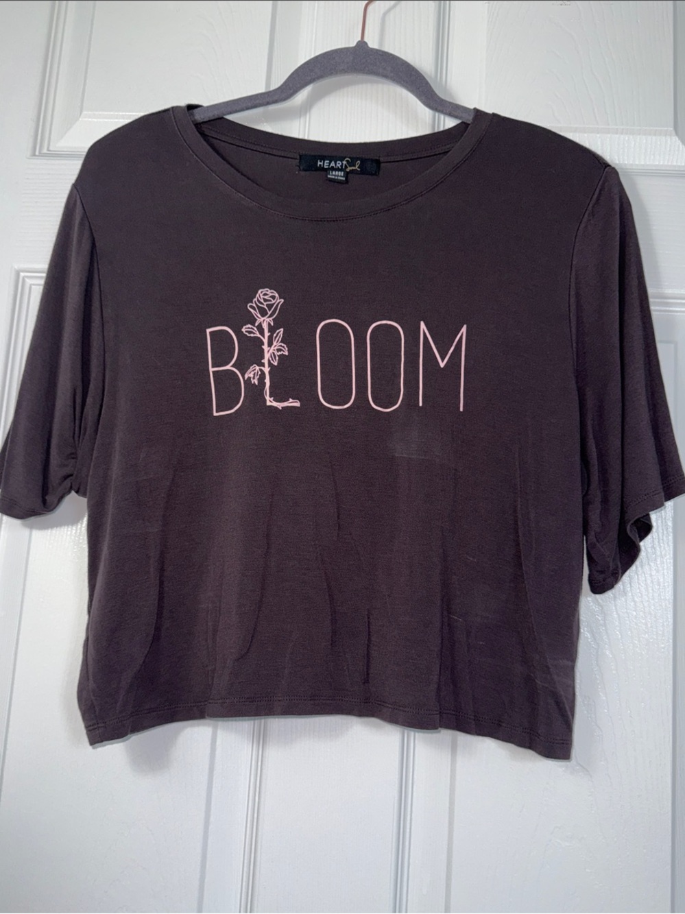 Heart Soul Black Cropped 'Bloom' Graphic Tee with Pink Print